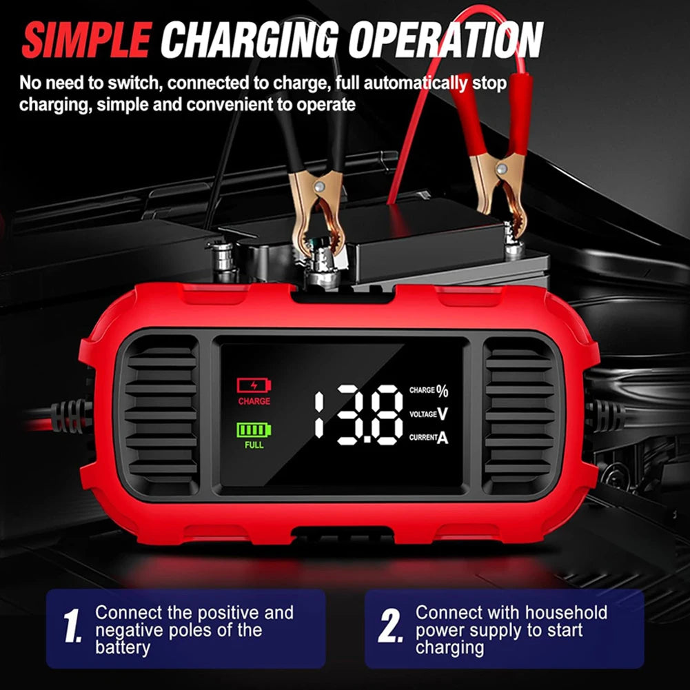 12V 2A Car Battery Charger Car Motorcycle Lead Acid Battery Charger Fully Automatic Battery Charger for Car Truck Battery