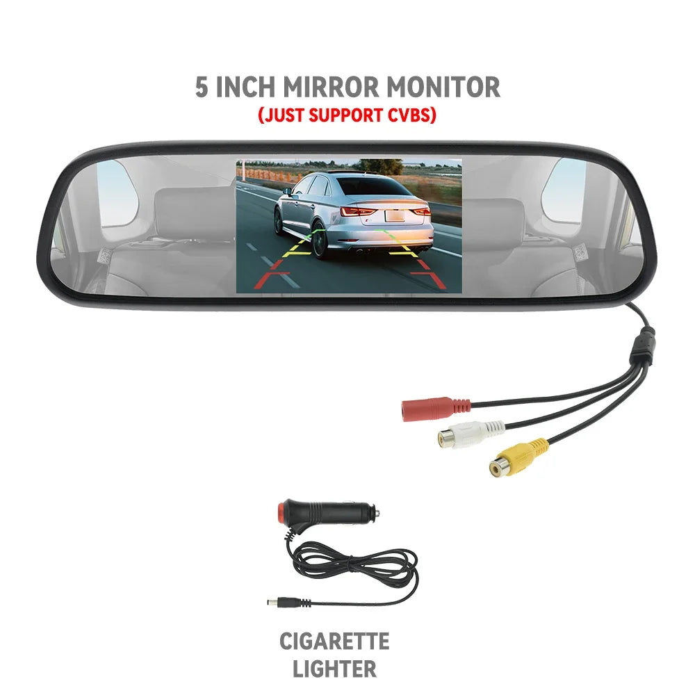 MJDOUD 5 Inch Car AHD Mirror Monitor for Vehicle Parking  5" TFT LCD HD Screen for Rear View Camera Rervesing Dispaly Universal