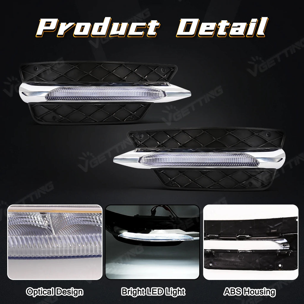 LED Car Light For Benz W204 C-Class C280 C300 Sport 2012 2013 2014 Daytime Running Light Front Bumper Fog Lamp Grill Lights 12V