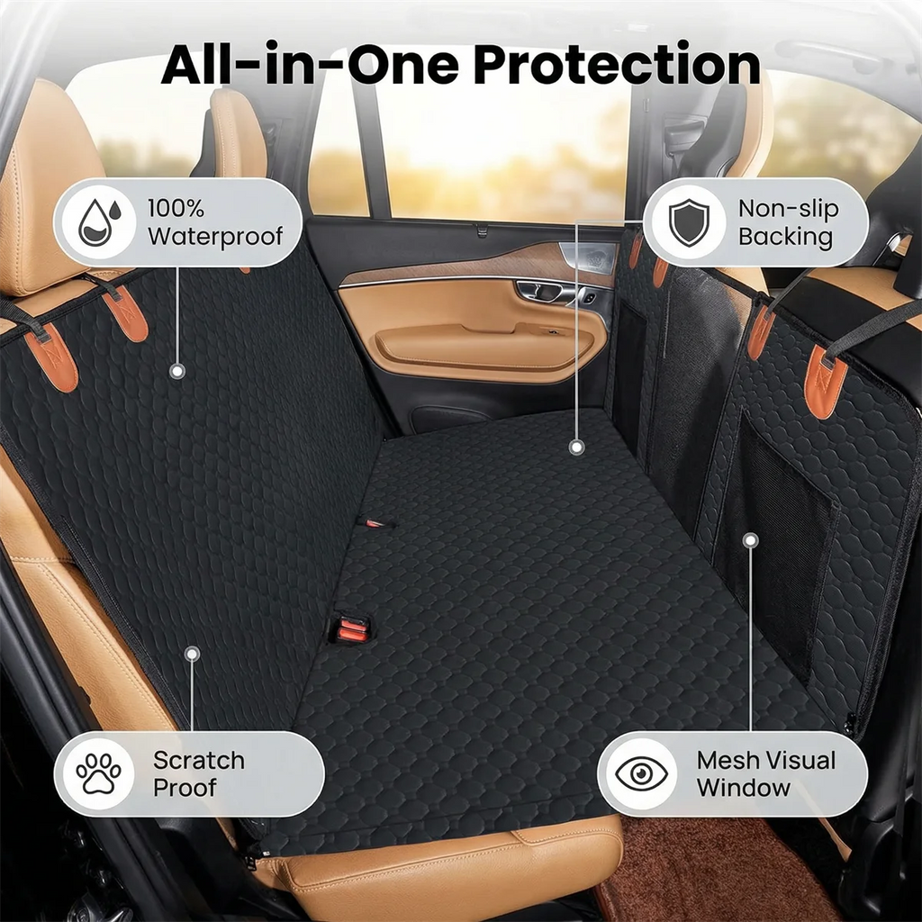 Convertible Car Bed for Dogs， Extended Waterproof Seat Cover with Anti-Slip Backing， Comfortable Pet Mat for SUV Truck Travel
