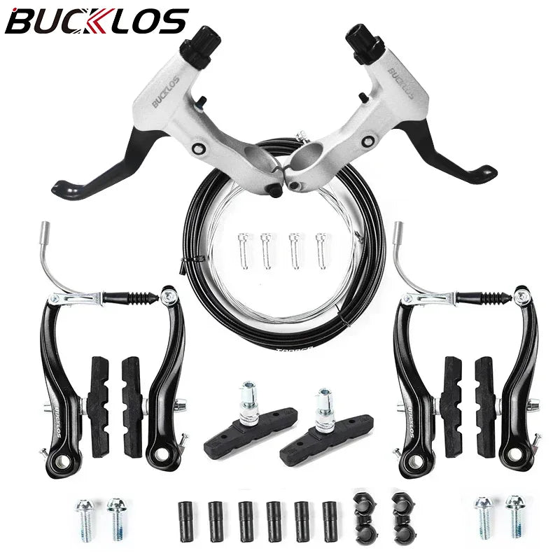 BUCKLOS Bicycle V Brakes Set Aluminum Alloy Bike Brake Lever Line Pulling V Brake Caliper Universal Cable Road Bike Brake Kit