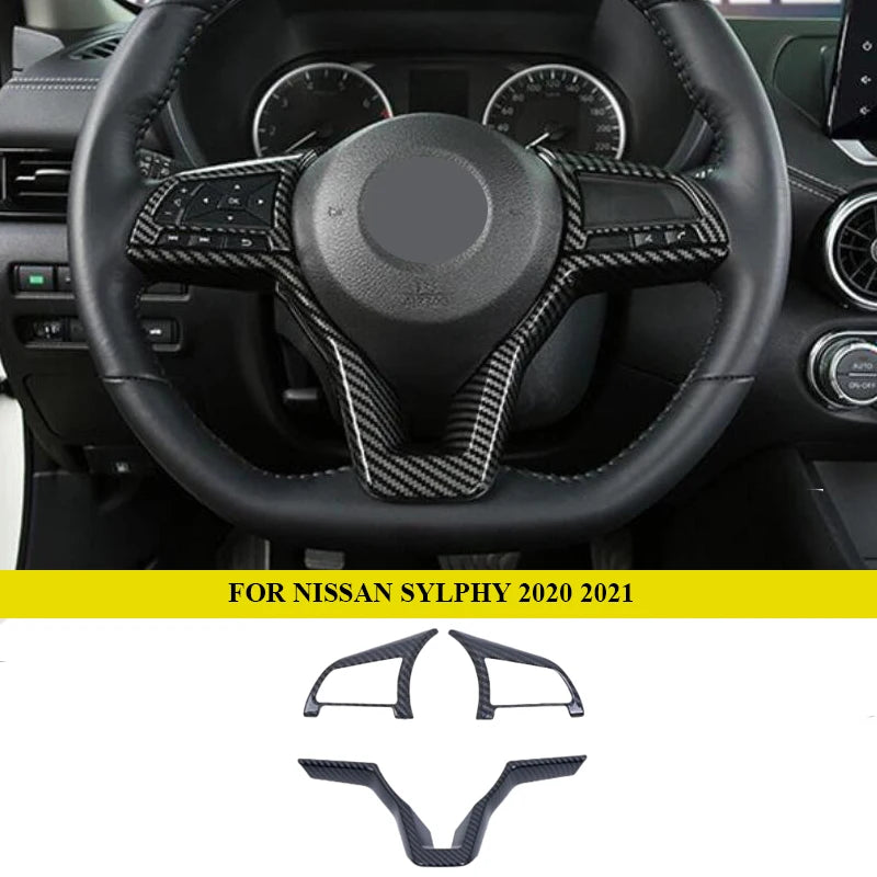 Car Interior Accessories For Nissan Bluebird Sylphy 2020 2021 2022 ABS Carbon Fiber Front Center Air Outlet Vent Cover Trim