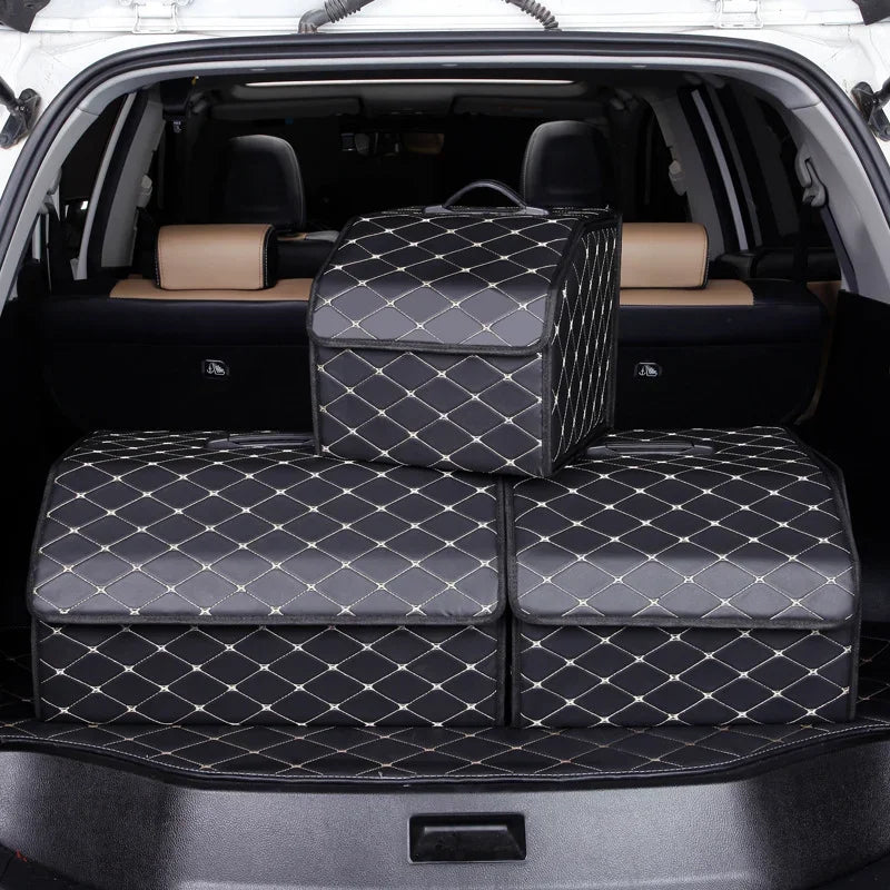 Car Trunk Organizer Box Large Capacity Auto Multiuse Tools Storage Bag Stowing Tidying Leather Folding for Emergency