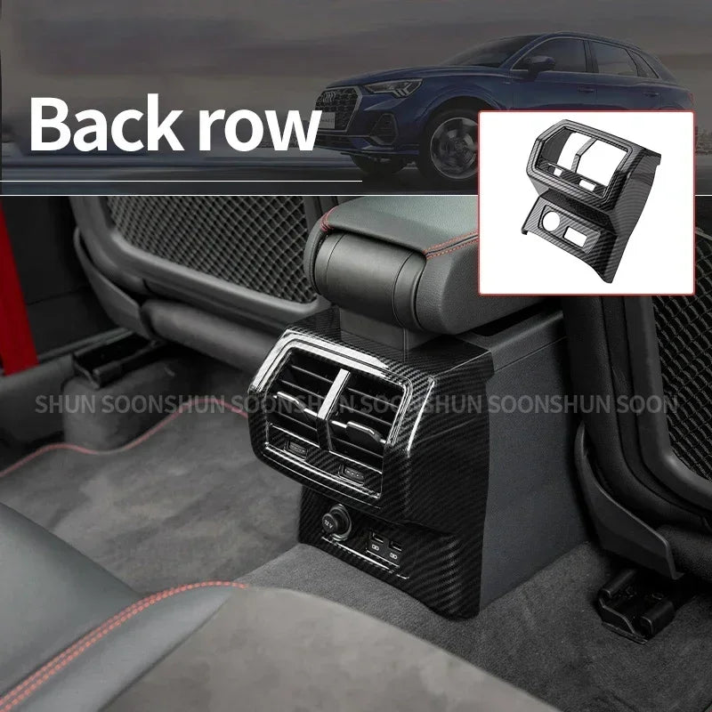 Car Interior for Audi Q3 F3 2019 2020 2021 2022 2023 Carbon Fiber Pattern Center Console Panel Decoration Accessories