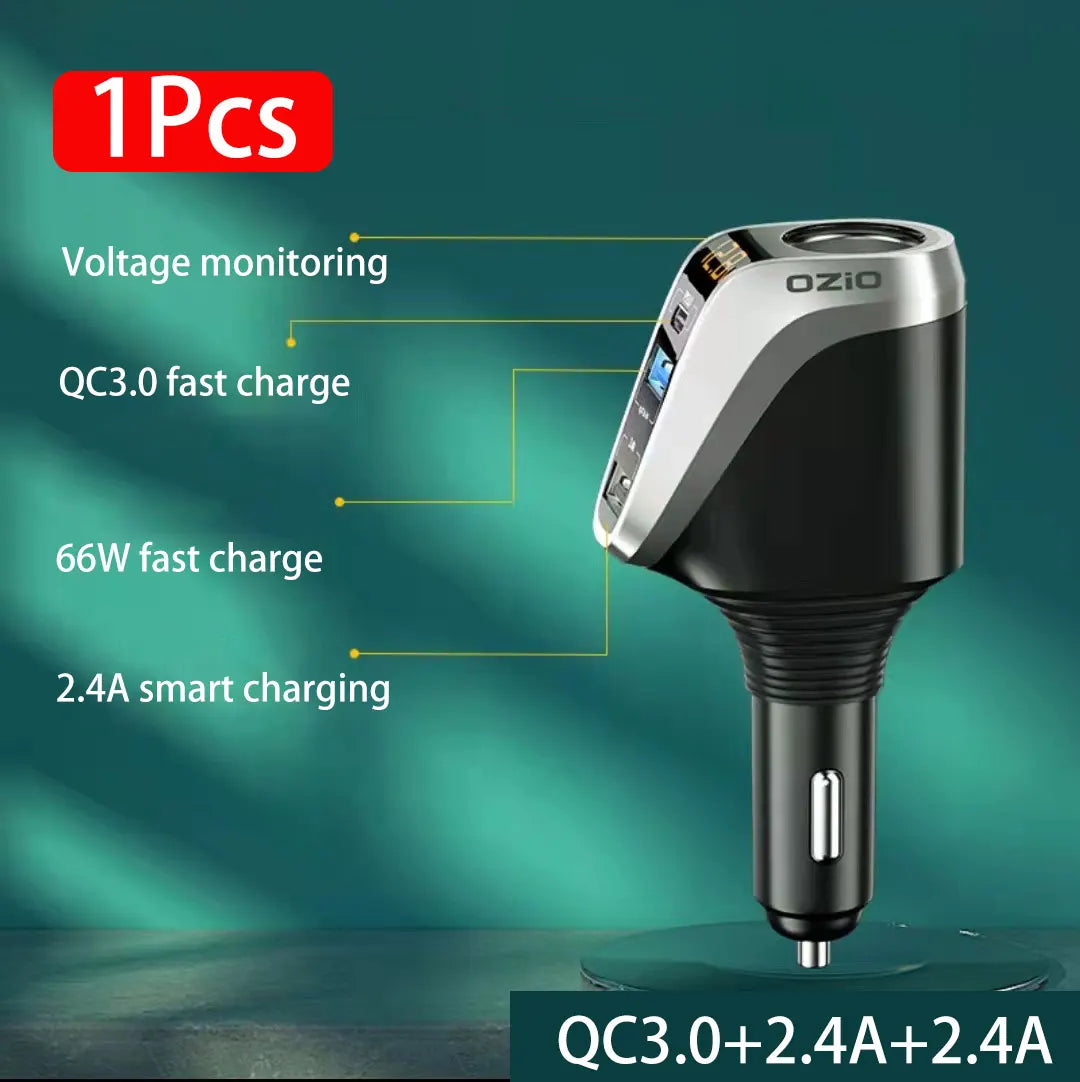 Car USB Socket Power 66W Automobile Charge Quick Car Charger QC3.0/PD Port Phone Charger Socket DC 12V/24V