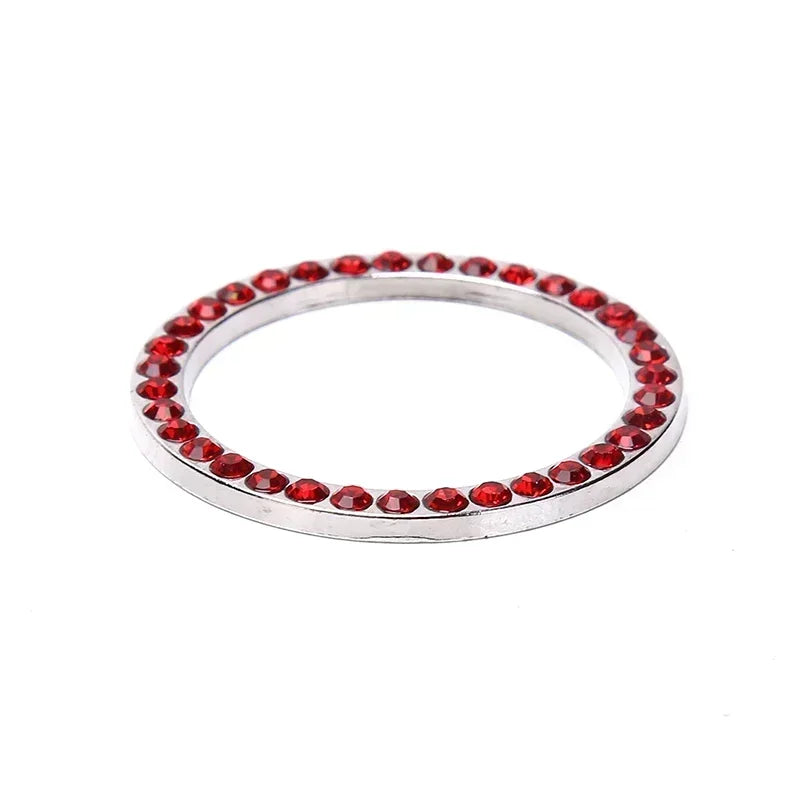 Car with drill, one key start ring, circular decoration, engine ignition ring, flashing rhinestone decoration accessories