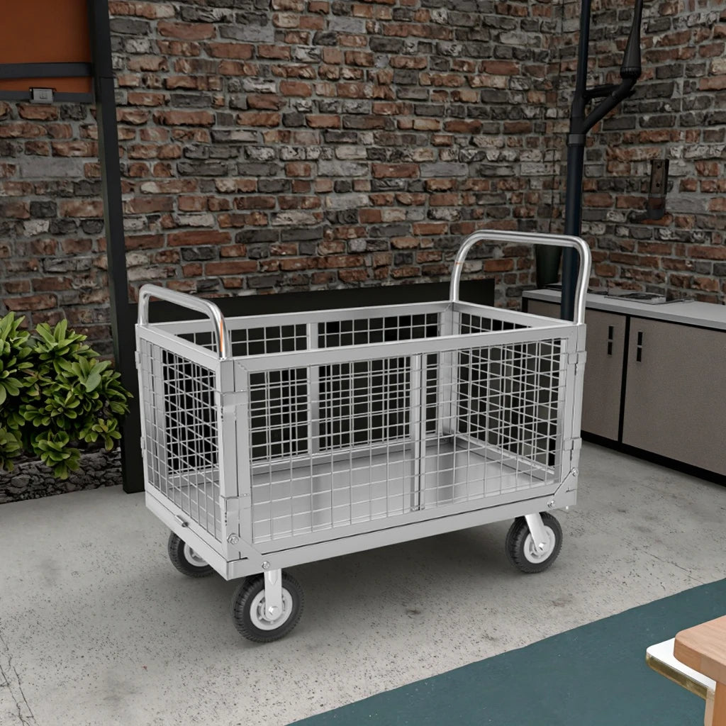 Flatbed Trucks Porters Household Trolleys Fenced Off Pick Up Courier Trailers Portable Folding Trolleys To Pull Goods