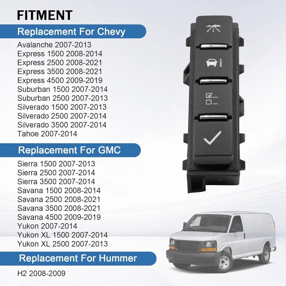 Car Accessories for Chevrolet Avalanche Express Silverado GMC Savana Yukon 2007-2013 Driver Information Center Switch Button New