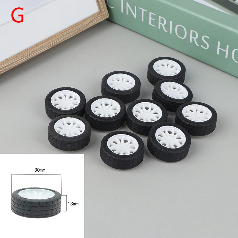 10PCS PC Toy Wheel Rubber Rim Tyres DIY Mini Technology 4WD Colorful Tires Hole Dia 2mm 2.5mm 3mm For RC Model Cars Parts