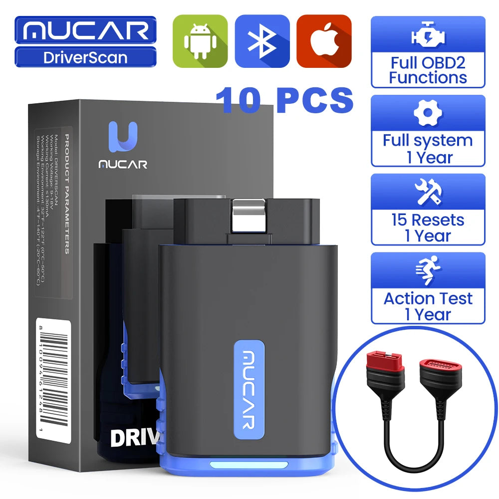 MUCAR DriverScan Auto OBD2 Scanner Actuator Test OIL ABS Brake DPF 15 Resets Full System TCM AirBag Car Diagnostics Tools