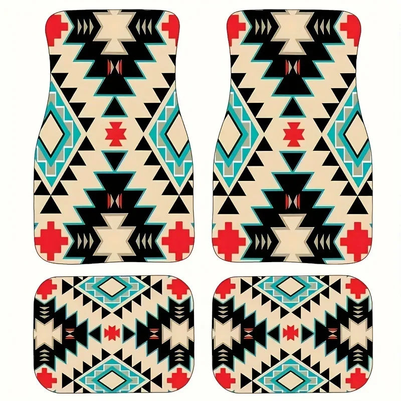 4PCS/Set Car Floor Mats Car Floor Protector Bohemia Carpet Rugs Universal Auto Foot Pad Set Auto Accessories Car Decoration
