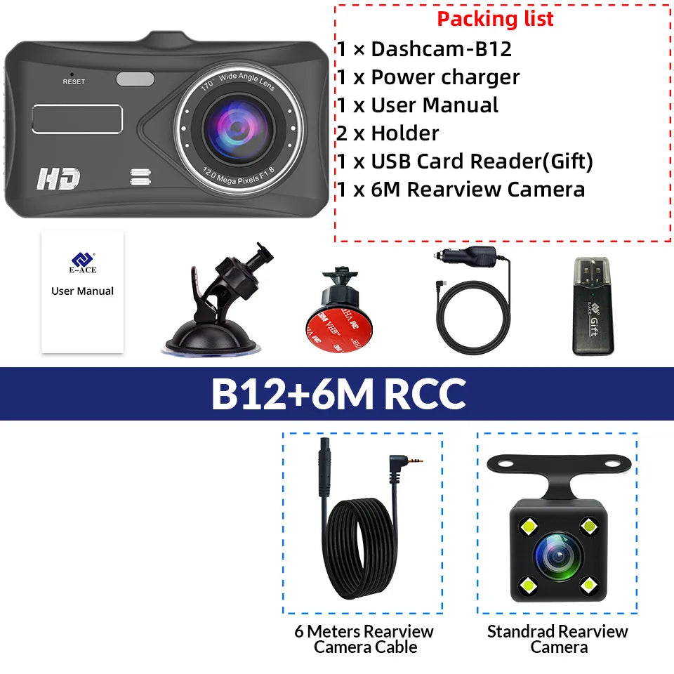 4 Inch1080P Dashcam 24H Parking Touch Night Vision Front Optional Rear Dash Cam Camera Video Recorder Black Box Smart Systems