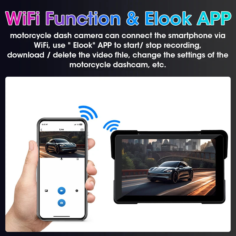7 inch Motorcycle DVR Navigation CarPlay 2K Camera IP67 Waterproof Host Dual Bluetooth Wireless Android Auto For Moto screen