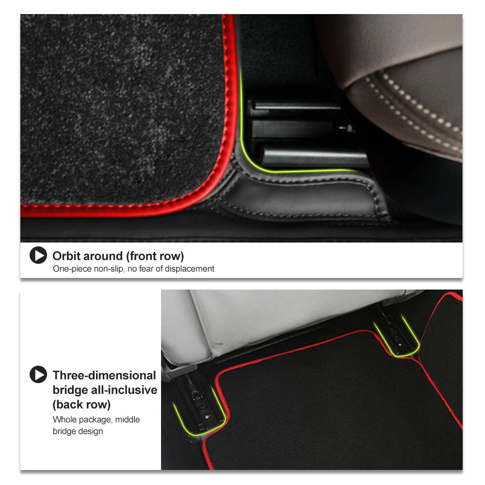 Car Floor Mat For Fiat 500 2007-Present  Polyester suede Anti Slip black Backing red Binding Trim Edge