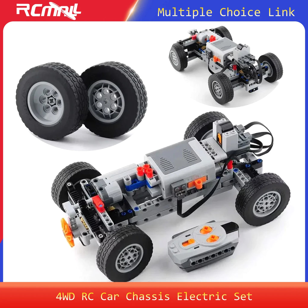 4WD RC Cars Chassis Electric Set Four-Wheel Drive Technical Chassis Bricks IR Remote Control Reciever MOC Parts Kit for legoeds