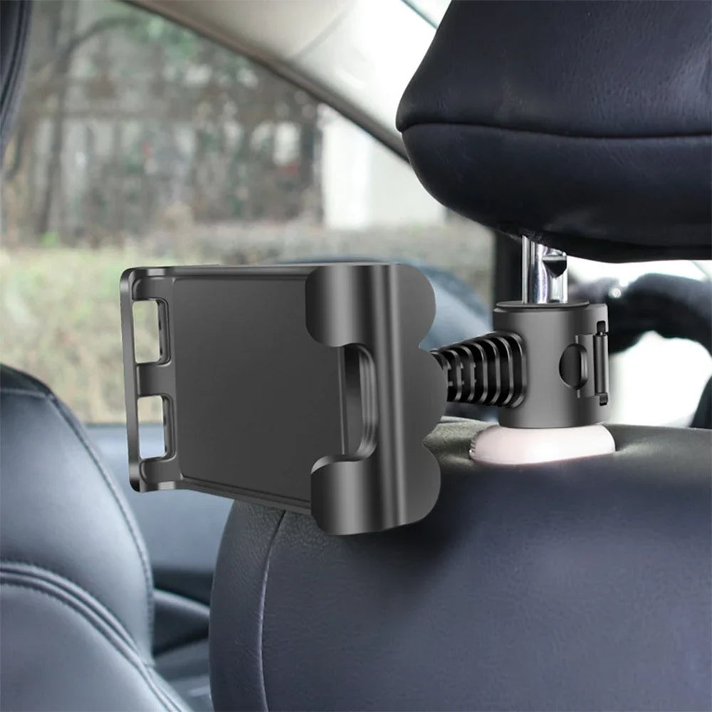 Car Tablet Holder for Headrest Adjustable Car Seat Back iPad Mount Mobile Cell Phone Stand Clip Auto Road Trip Accessory Kids