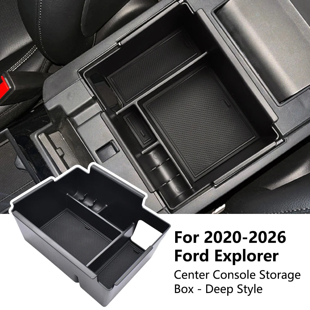 For Ford Explorer 2020 - 2026 Car Armrest Storage Box Interior Accessories Organizers Tray ABS