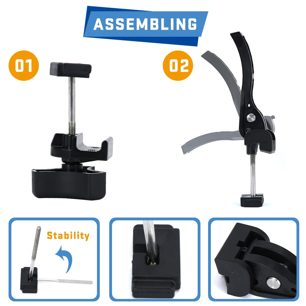 Accesorios universales, piezas de repuesto para caja de camioneta rígida plegable triple, abrazadera delantera y trasera, pernos en T negros.
