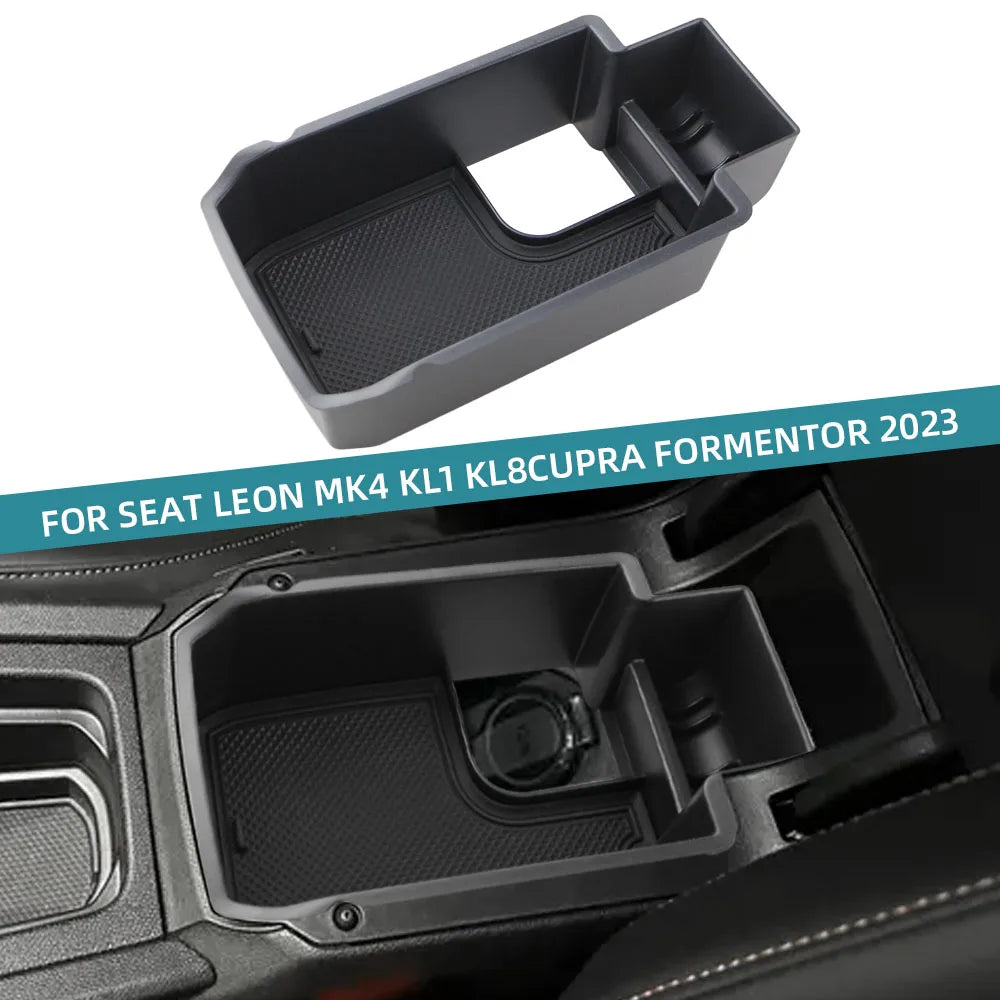 Car Armrest Compartment Organizer Tray For Seat Leon MK4 KL1 KL8 Cupra Formentor 2023 Central Console Storage Holder Accessory