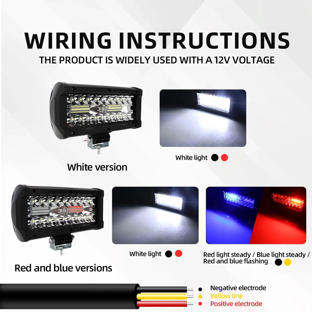 Car LED Work Light Bar 12V 24V LED Headlights 120W Spotlights Super Bright Fog Lamp For Truck Car SUV ATV UTV Bar Offroad 4x4