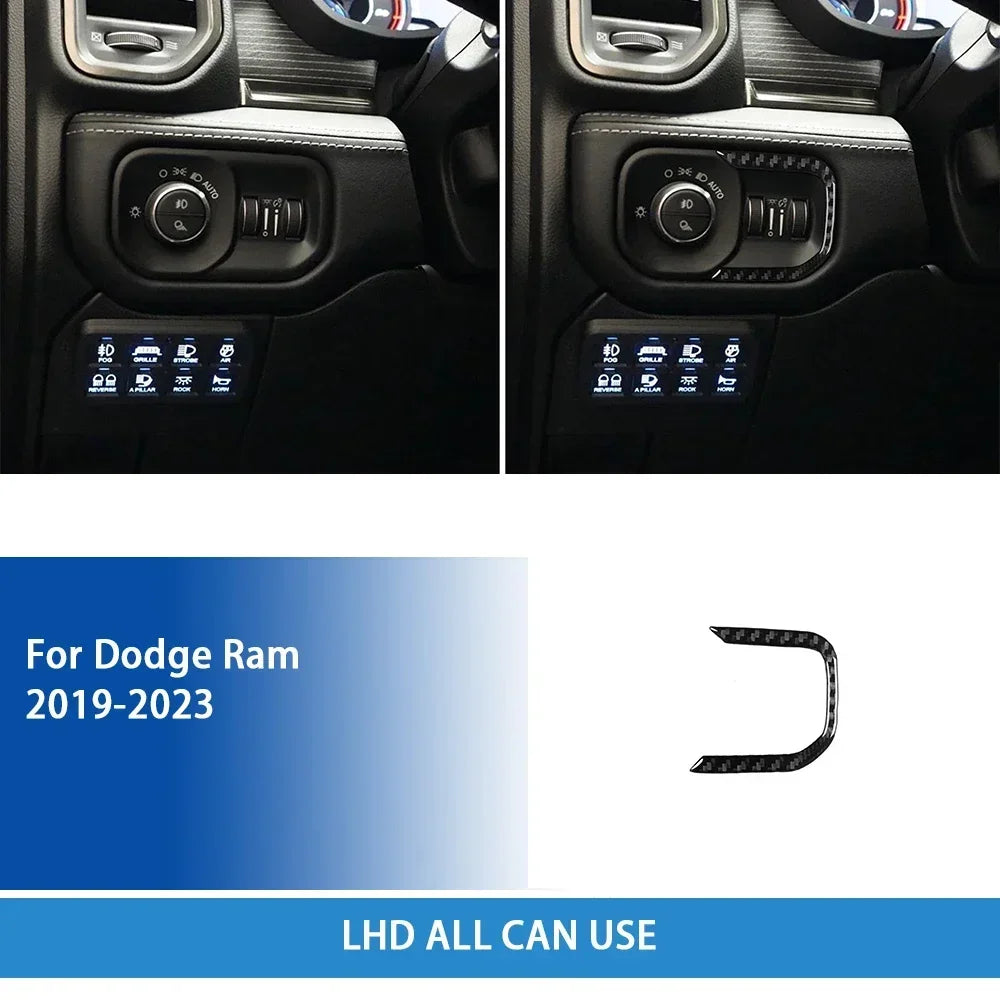 For Dodge Ram 2019 2020 2021 2022 2023 Accessories Carbon Fiber Car Interior Grar Handle Air Outlet Trim Sticker Decoration
