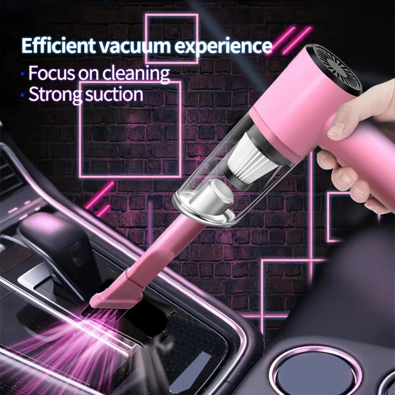 Pink Vehicle-mounted Vacuum Cleaner Super Suction Super High Power Wet And Dry Cleaning Cat Hair Pet Hair Multi-functional