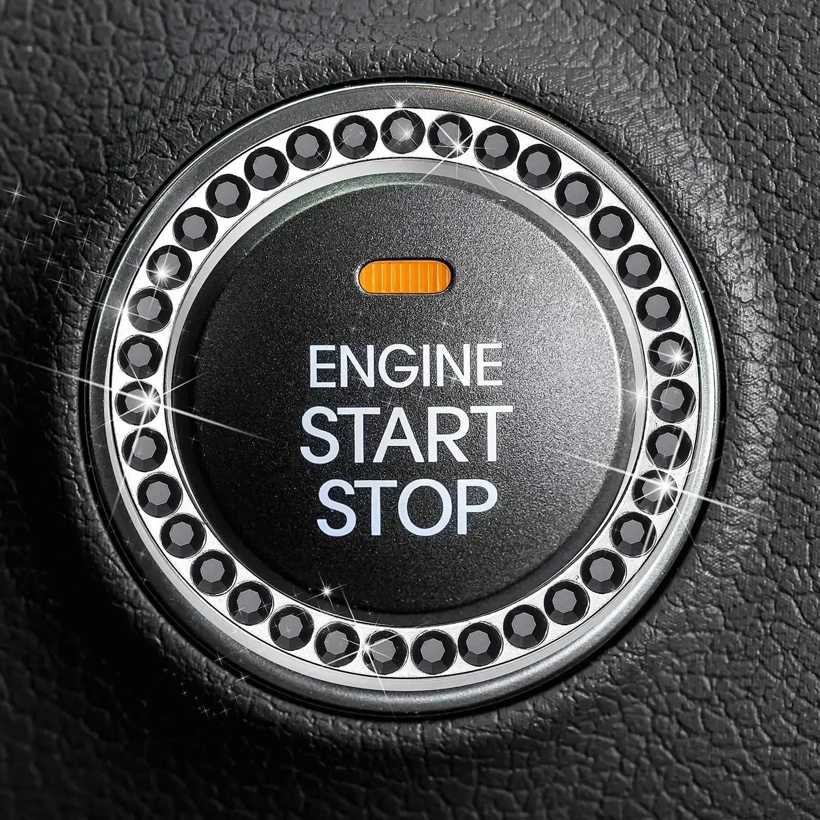 Car with drill, one key start ring, circular decoration, engine ignition ring, flashing rhinestone decoration accessories