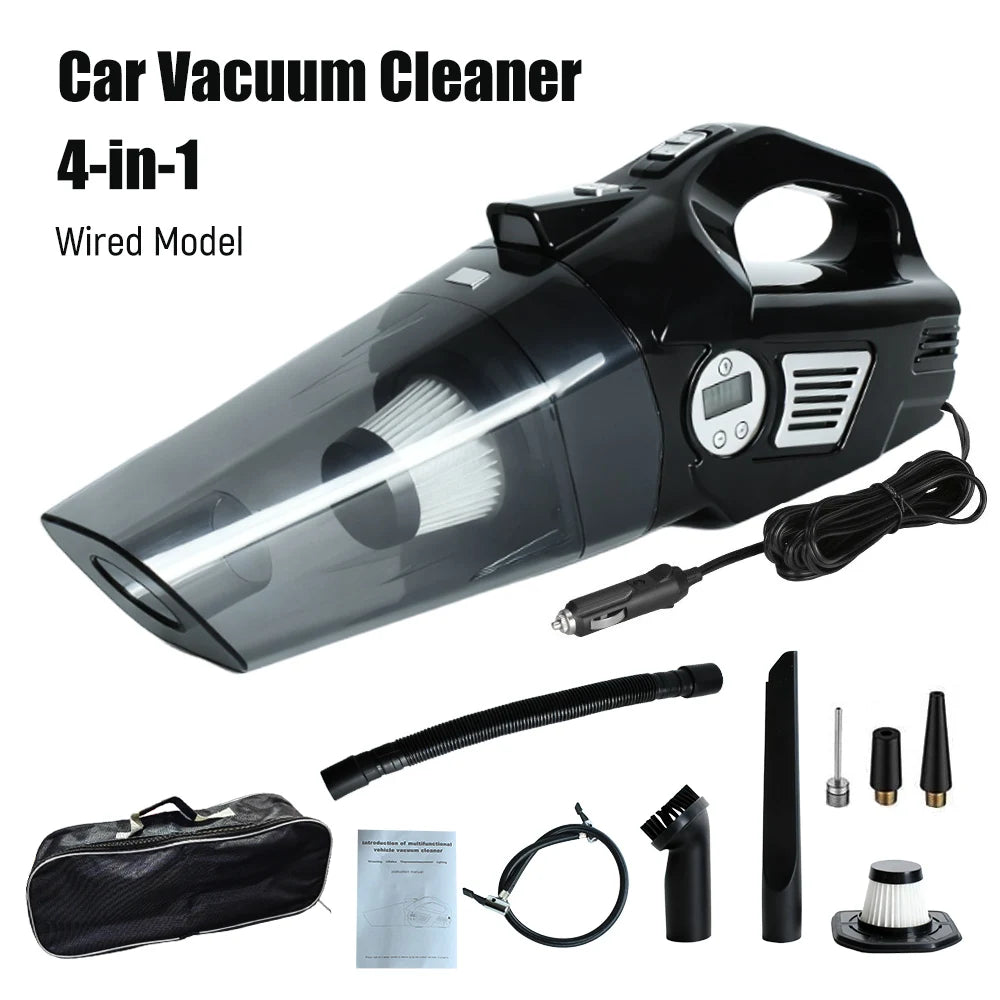 Wireless/Wired Car Vacuum Cleaner Car Tire Inflator Strong Suction Handheld Home Car Vacuum Cleaner Multi-functional with Light