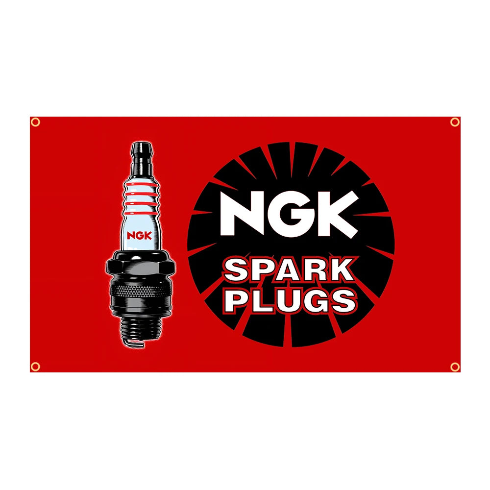 90x150cm NGK Spark Plugs 4 Hole Flag Racing Car Moto Banner Decoration Tapestry FLAGCORE