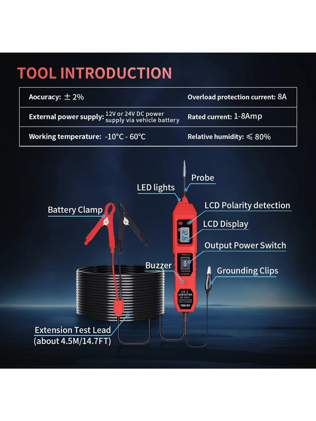 The Newest Electric Circuit Tester CNBJ-823 Automobile Electrical System Tester With Power Switch Vehicle Diagnostic Tool