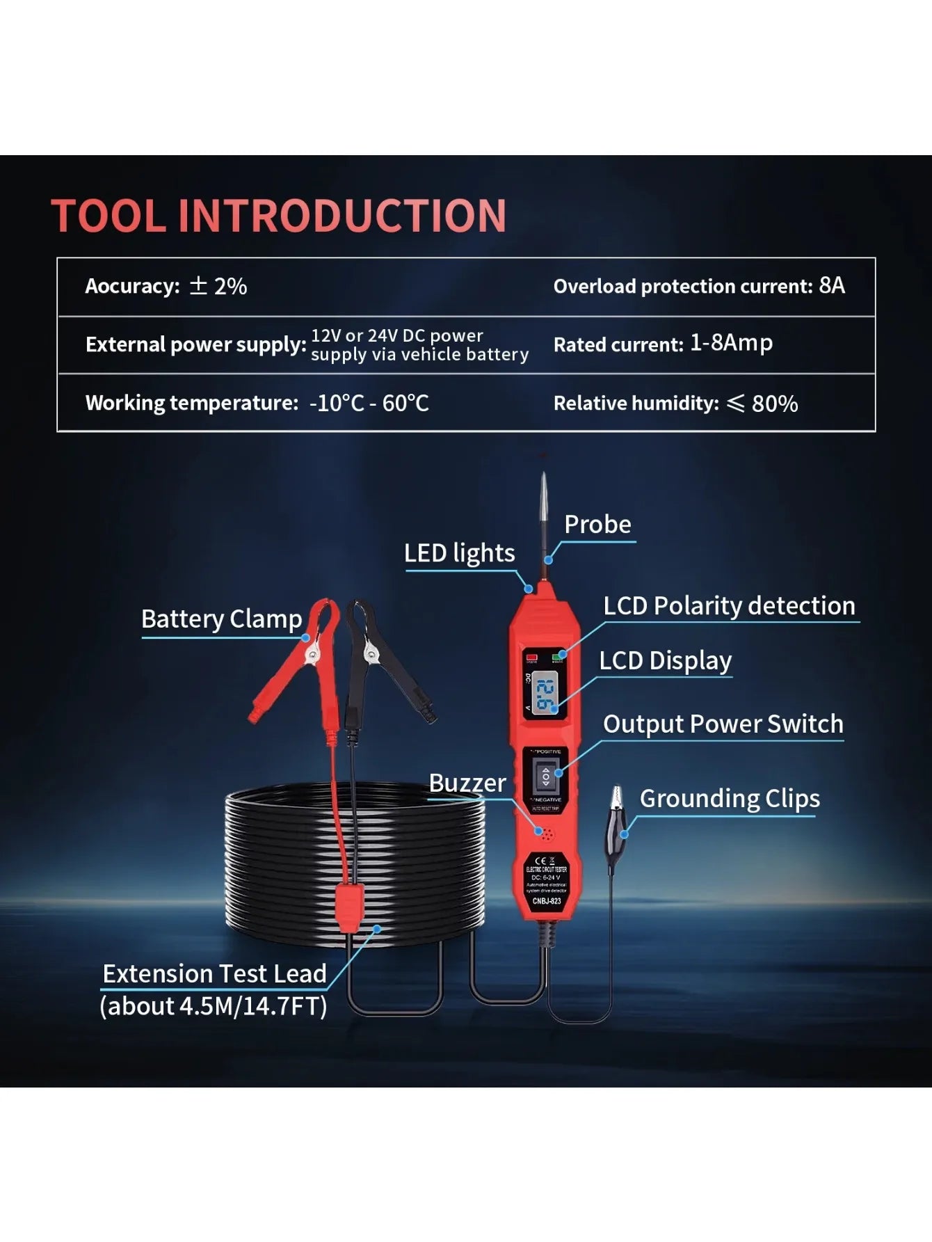The Newest Electric Circuit Tester CNBJ-823 Automobile Electrical System Tester With Power Switch Vehicle Diagnostic Tool