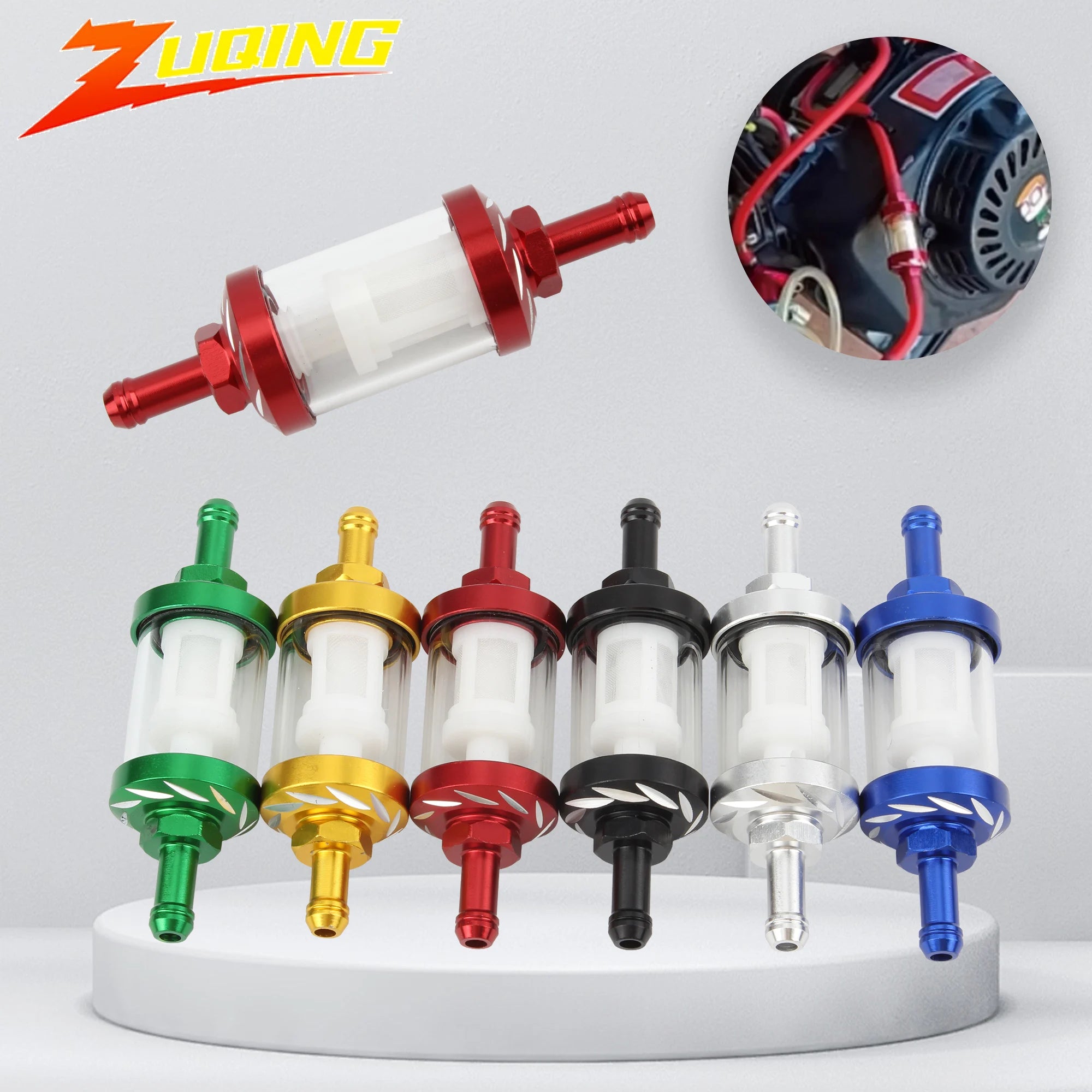 Motorcycle Engine Fuel Filter CNC Aluminum Alloy Glass Gas Fuel for Enduro Dirt Bike Motocross 125 140 150 160cc CRF70 90 110