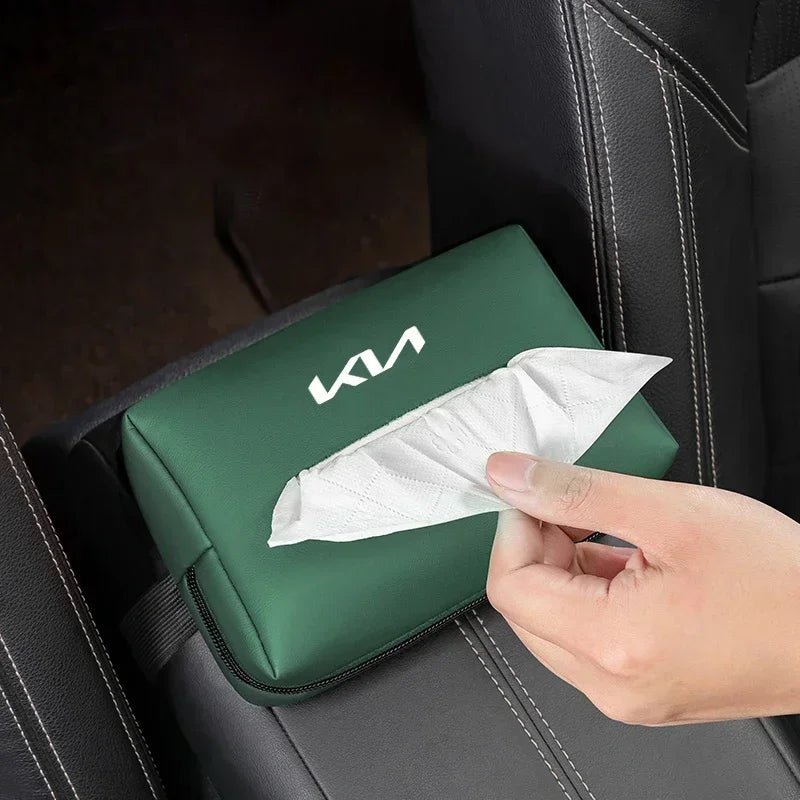 Car Tissue Organizer Bag Paper Towel Storage Box Accessories For KIA EV6 Sorento Niro Stinger Ceed Carnival K5 K9 Soul Carens VQ