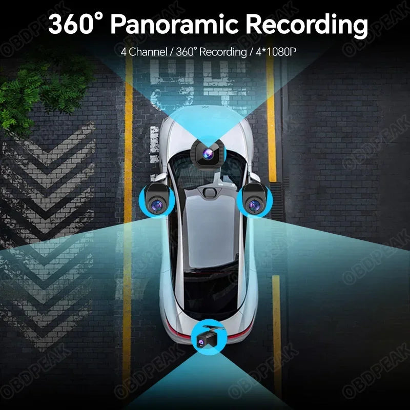 4K Dash Cam 4-Channel Record 1080P ADAS BSD Car DVR WIFI APP Rear View Mirror Auto Video Recorder Camera Ultra HD 24H Parking