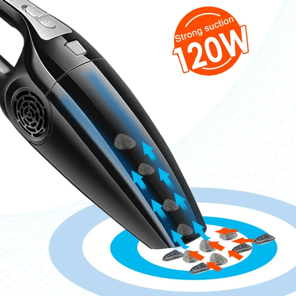 120W 3600mbar Car Vacuum Cleaner High Suction Hand-held 12V Mini 5 Meter Noodle Dry And Wet Dual-use Car Interior Cleaner