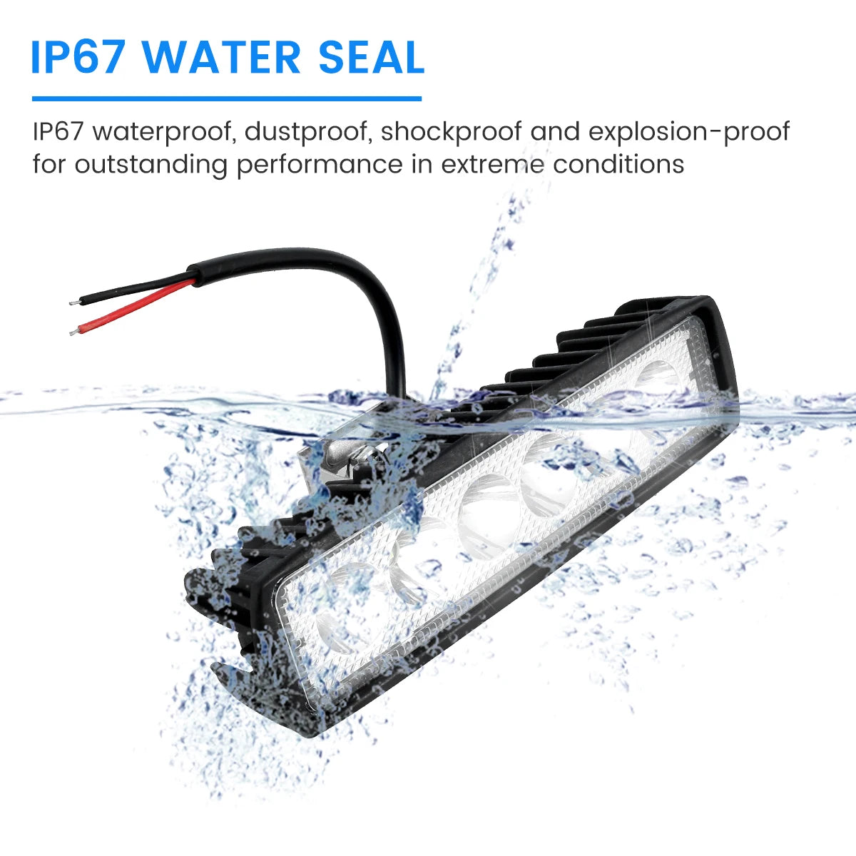 12V Car LED Light Bar 18W 6000K IP67 Waterproof Super Bright Car LED Work Light  Headlights DRL Driving Aluminum Lamp