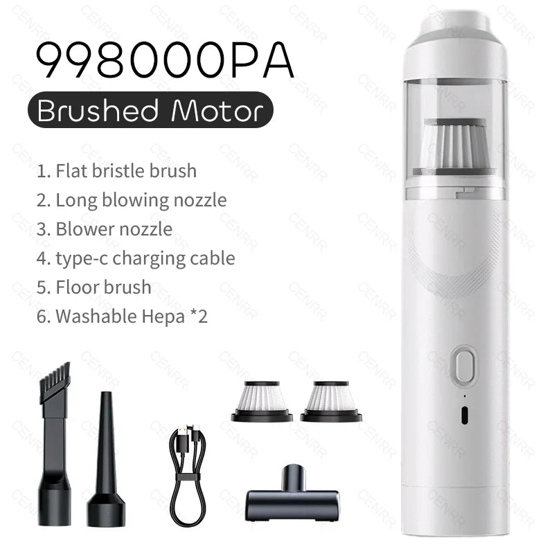 CENRR 9998000PA Mini Car Vacuum Cleaner Strong Suction Handheld Powerful Wireless Car Cleaner HandHeld Portable Vacuum Cleaner