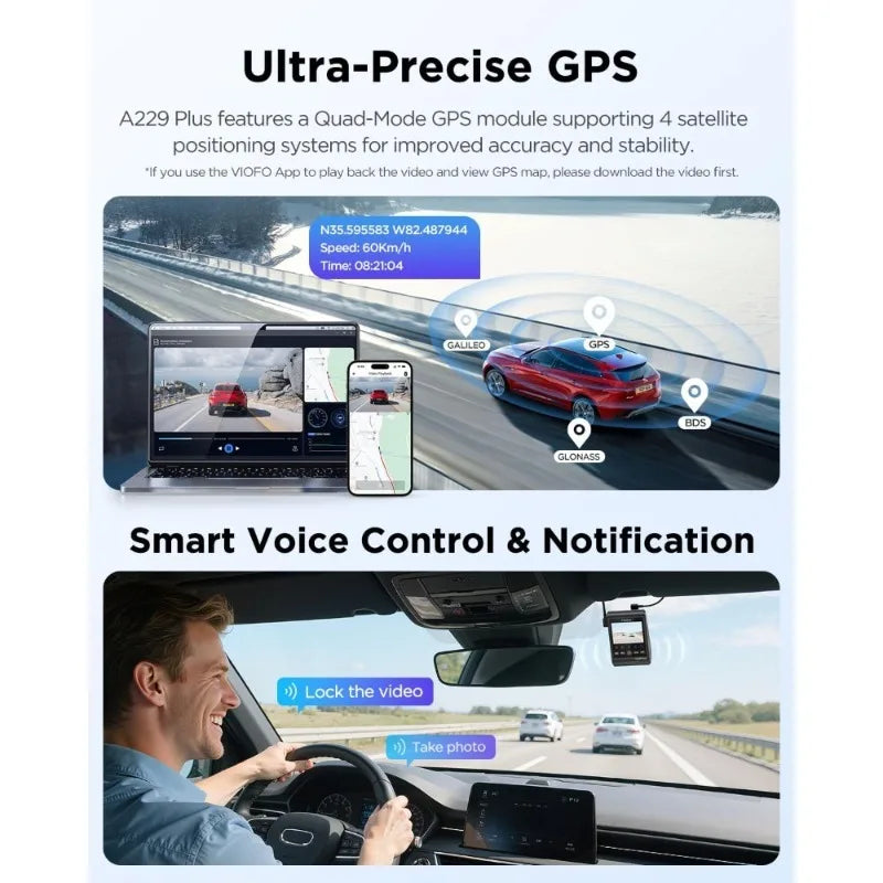 3 Channel Dash Cam with Dual STARVIS 2 Sensors HDR 1440P+1440P+1080P Front Inside Rear Camera 5GHz Wi-Fi Voice Control GPS