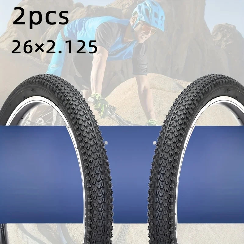 2-Pack Bike Tires 26x2.125/26x1.95,Durable Bicycle Replacement Tyre Set for MTB Road Trail Riding,Wear-Resistant Rubber Cycling