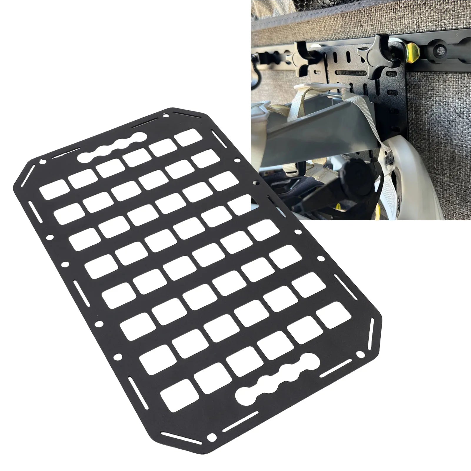 Truck Bed Molle Panel 432x273x2mm Aluminum Side Bed L Track Molle Panel for Sedan SUV Pickup Van RV Side Bed Molle Panel