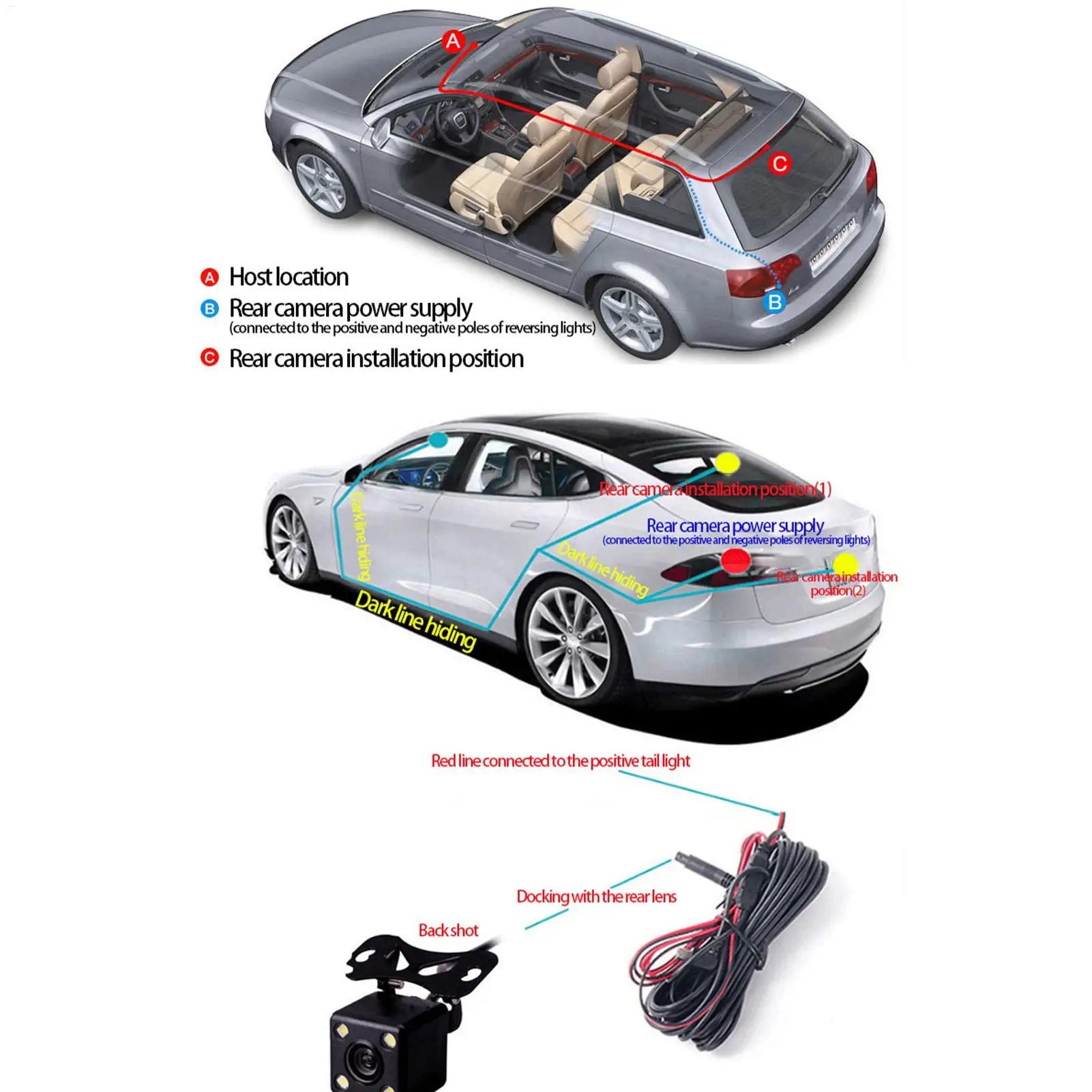 Dashboard Camera 3 Channel Battery Powered Dash Cam 1080P Monitor WIFI Infrared Night Vision Front Rear Reversing Image For