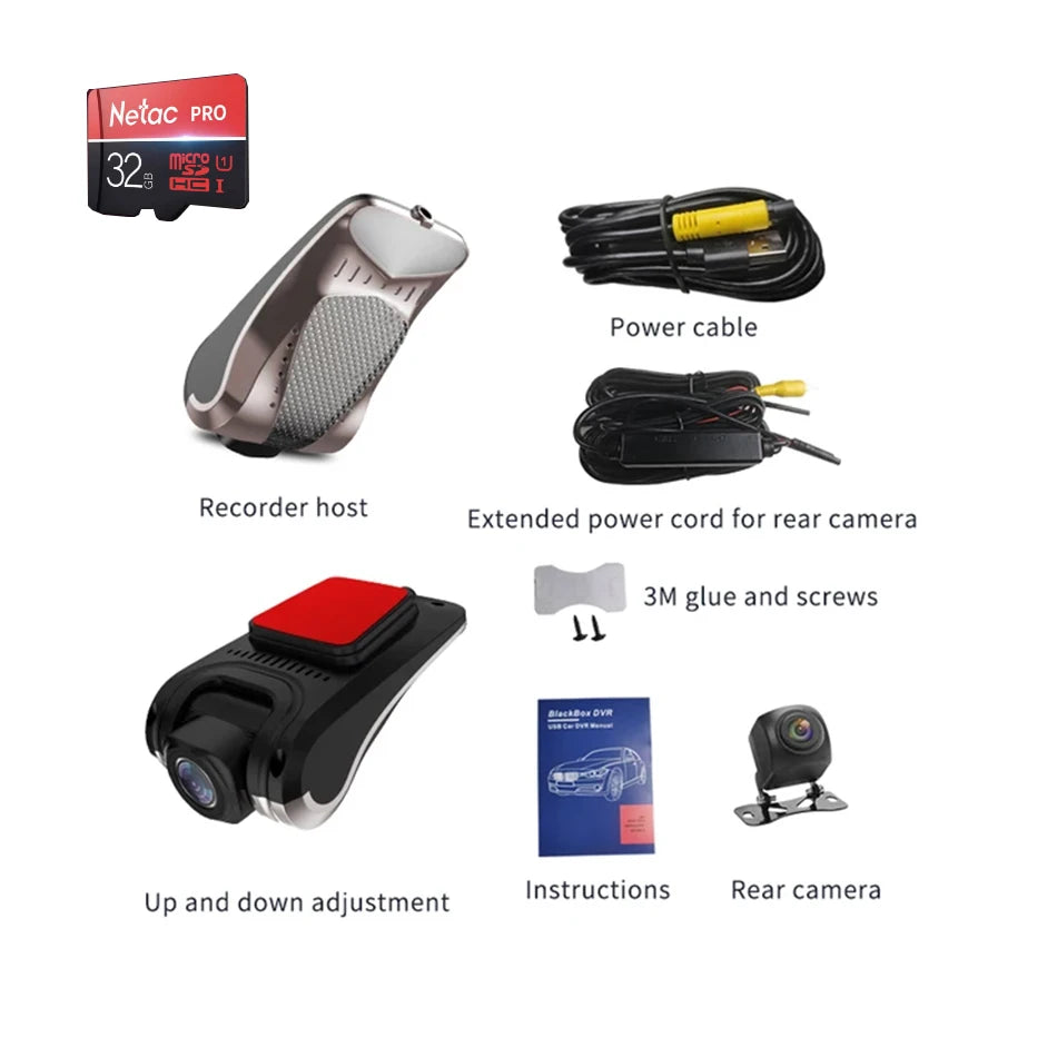 KNOWRO dash cam Double recording car dvr ADAS 1080P Hd night vision Wide Angle 140 degrees USB2.0 interface Android player only