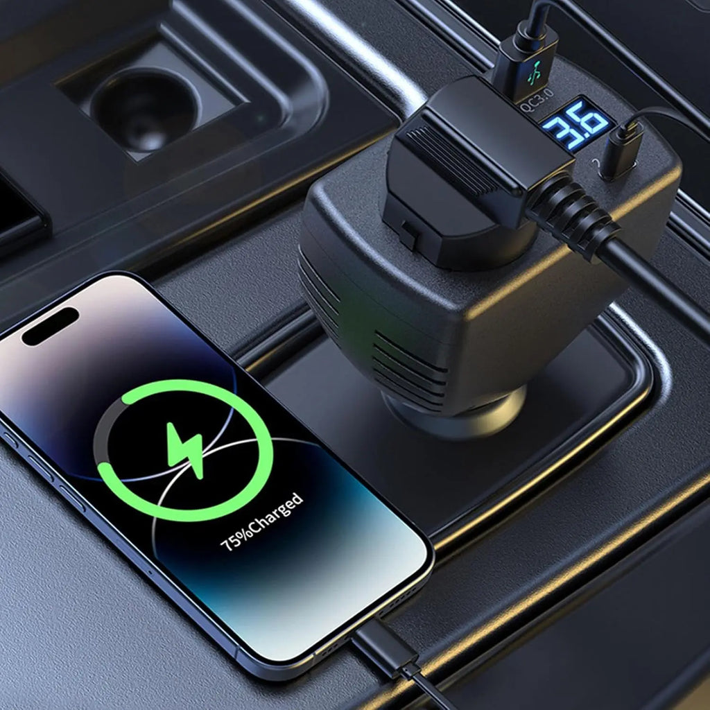 NEW150W Digital Display Car Charger Car Inverter 12V24V to 220V Car Truck Universal Mobile Phone Fast Charging Car Charger