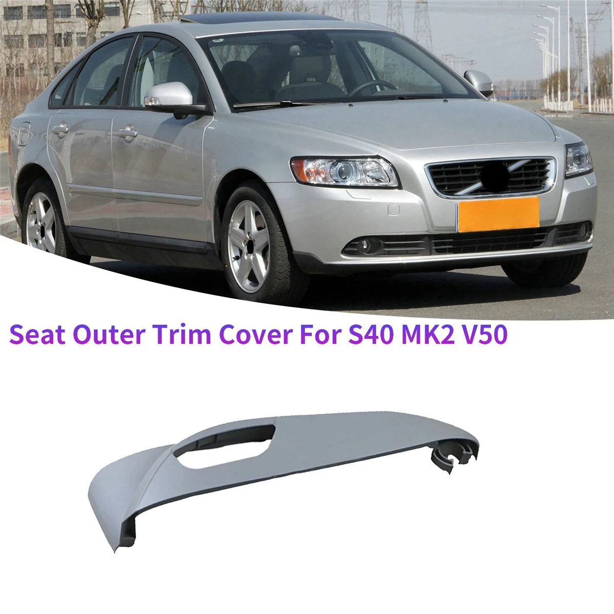 Left Drivers Side Seat Guard Trim Cover 39984346 for Volvo S40 MK2 V50 2004-2012 Car Seat Adjust Panel Outer Cover