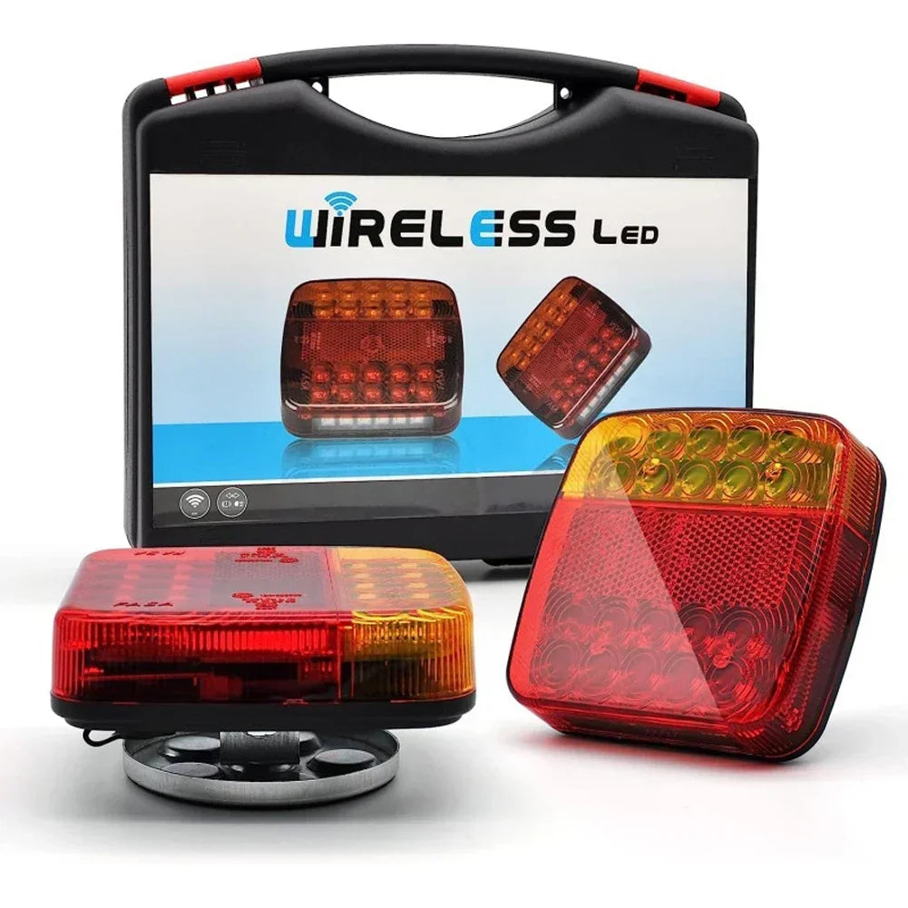 Wireless Reflective Lens Truck Taillights Brake Lights LED Trailer Rear Tail Turn Signal Lamp Caravan Camper Lorry Rechargeable