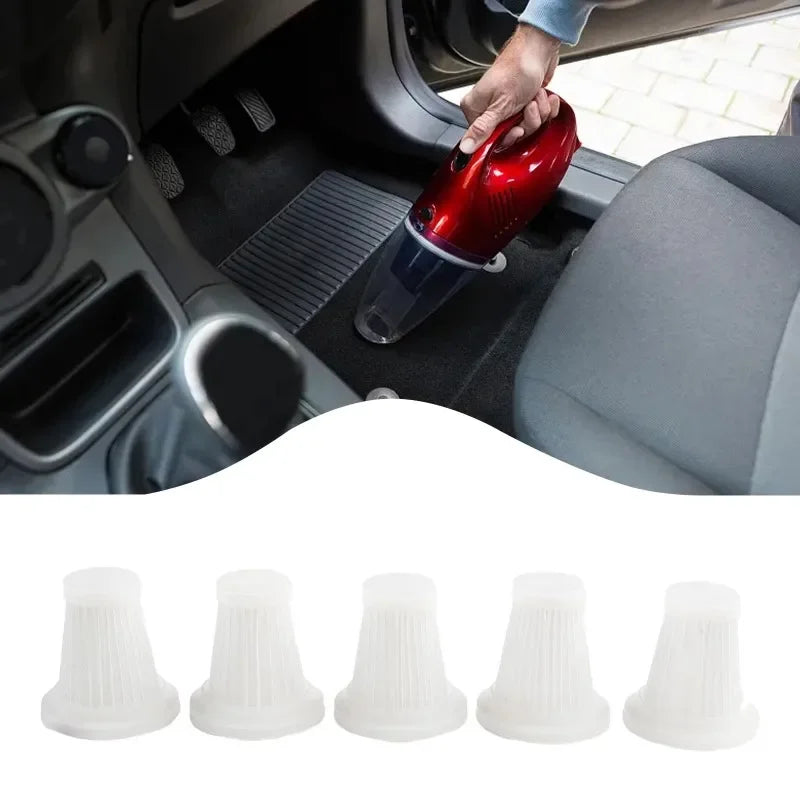 5pcs Car Vacuum Cleaner Filter Wireless Handheld Dust Collector Washable  Air Filter Cartridge Repeatable Applicability Interior