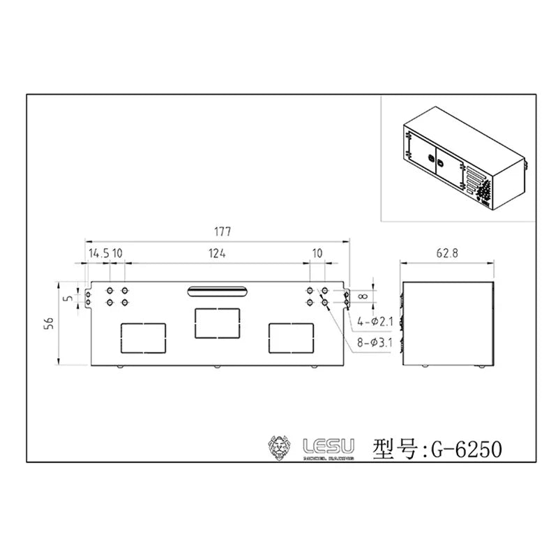 Caja de herramientas para camión modelo 1/14, contenedor de almacenamiento, accesorios LESU RC G-6250 para Tamiya 770S FH16 MAN TGX, piezas de actualización para camión