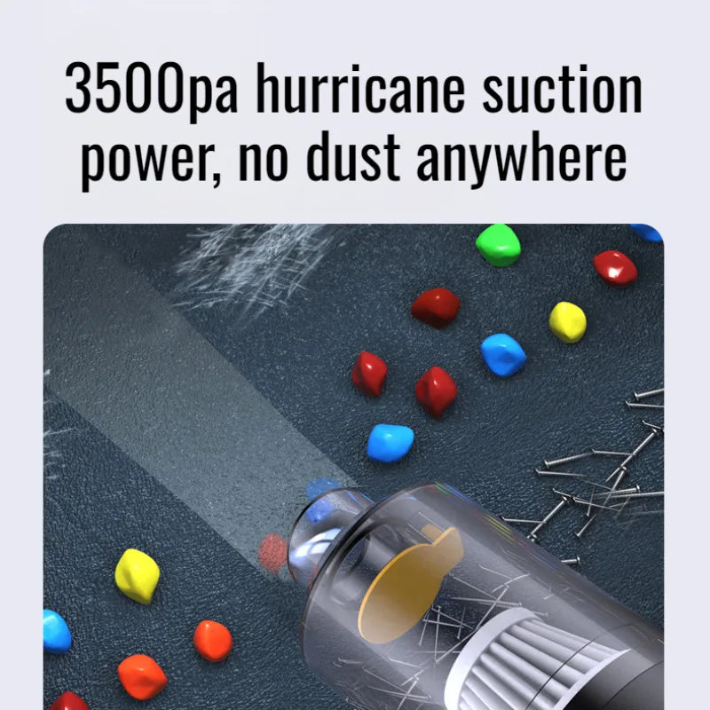Powerful Suction Wireless Vacuum Cleaner, Car Portable TYPE-C Fast Charge Wet & Dry Mini Cleaner, Compact Durable Practical