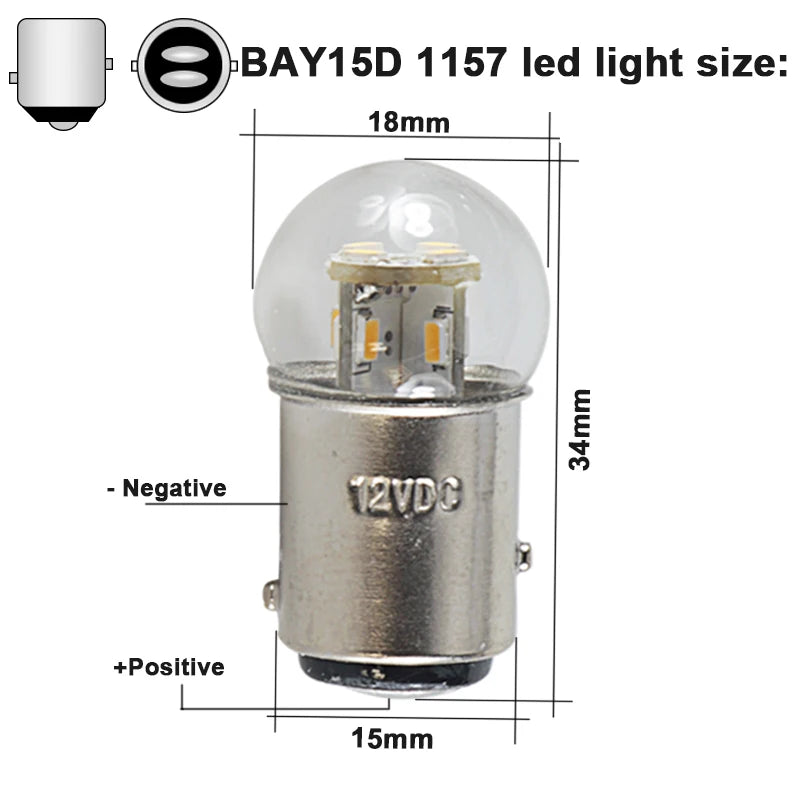 Led Interior Coche Light On Car S25 P21/5W 1157 BAY15D 6v 12v 24v 36v 48v Canbus Auto Brake Tail Lamp Backup Turn Signals Bulb
