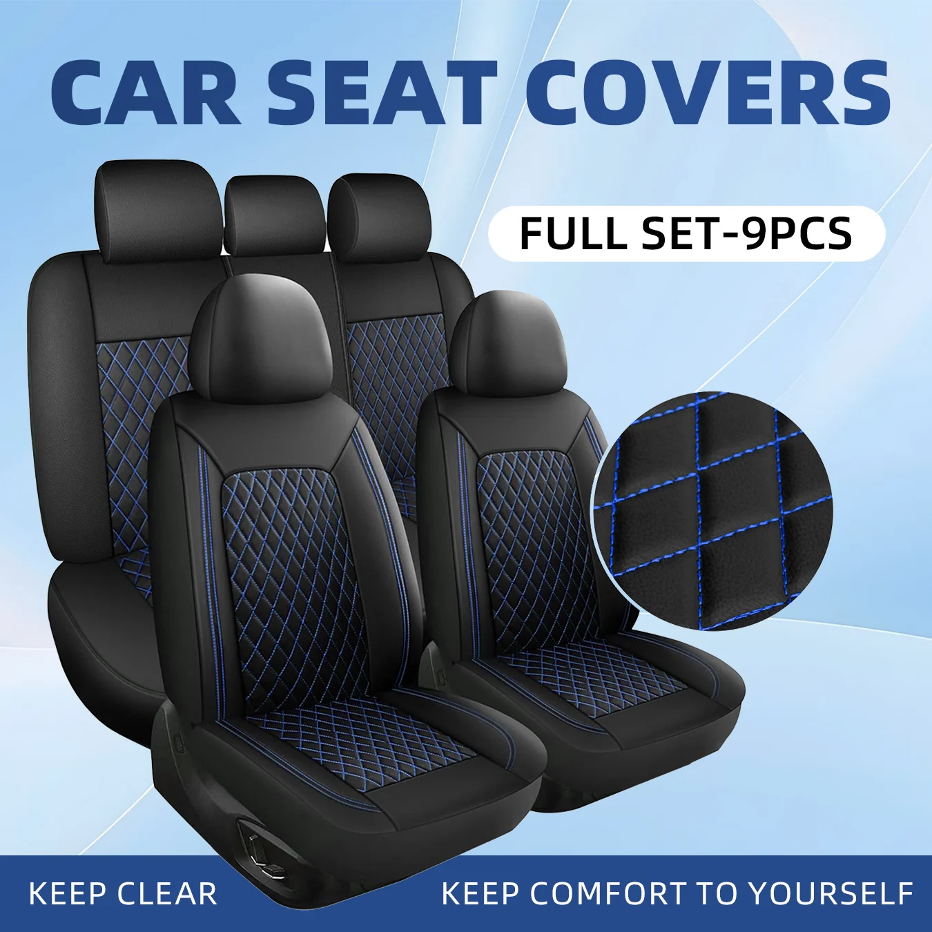 Car Seat Covers Full Set Front Split Rear Bench For Car Universal Cloth SUV Sedan Van Automotive Interior Covers  0910